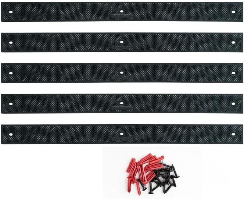 GreenTec 5 Pack 24" x 2" (600mm x 50mm) Non-Slip Decking Strips | Hard Wearing Polypropylene with Fixings | Outdoor Safety for Decks, Steps & Ramps | 10+ Year Lifespan (Black) - Image 1